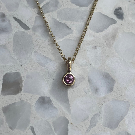 Round Pink Australian Sapphire Petite Pendant