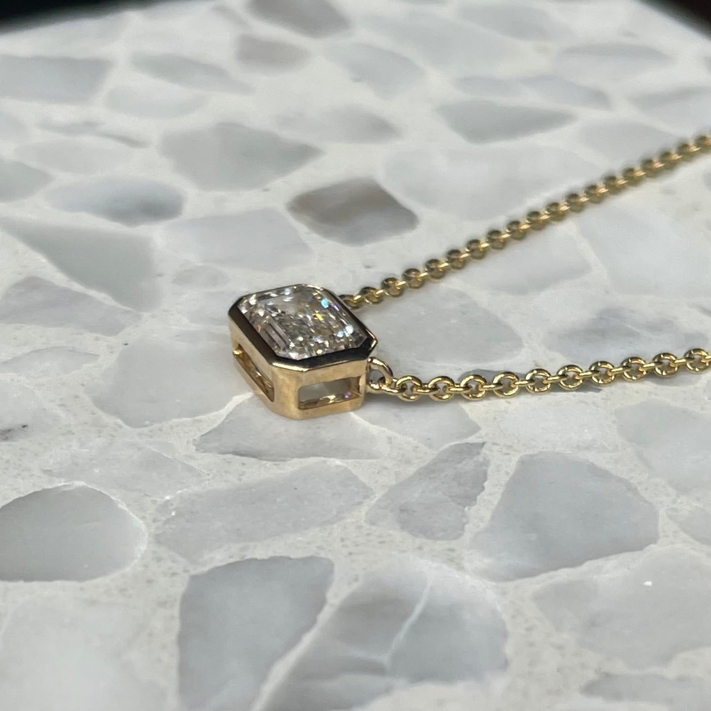 Emerald Cut Diamond Pendant