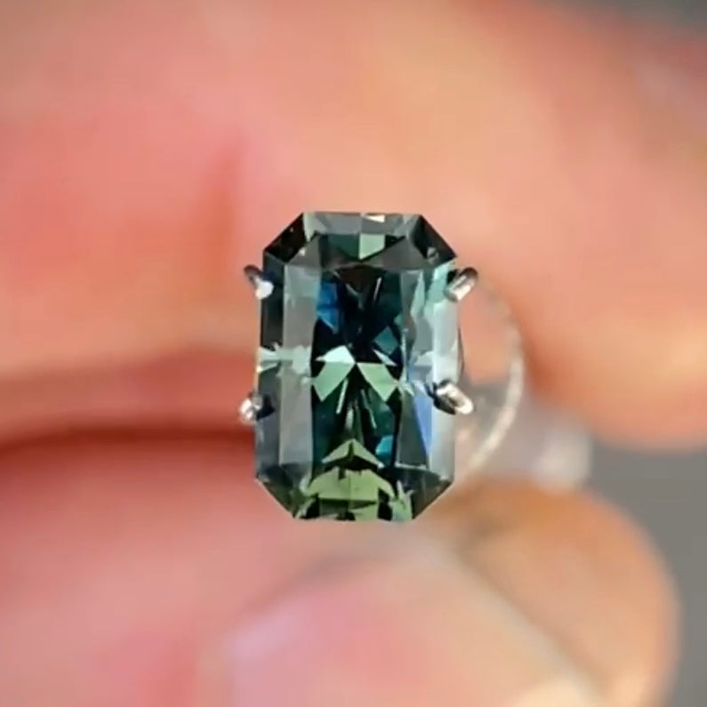 Radiant 1.14ct blue Australian Sapphire (Price Includes A Custom Made Solitare
Ring)