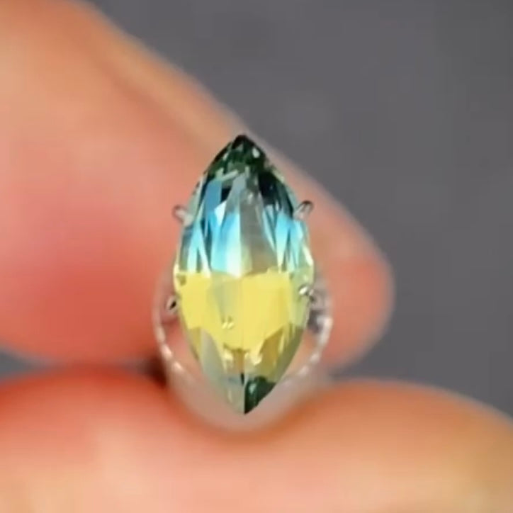 Marquise 1.09ct blue/ yellow parti Australian Sapphire (Price Includes A Custom Made Solitare
Ring)