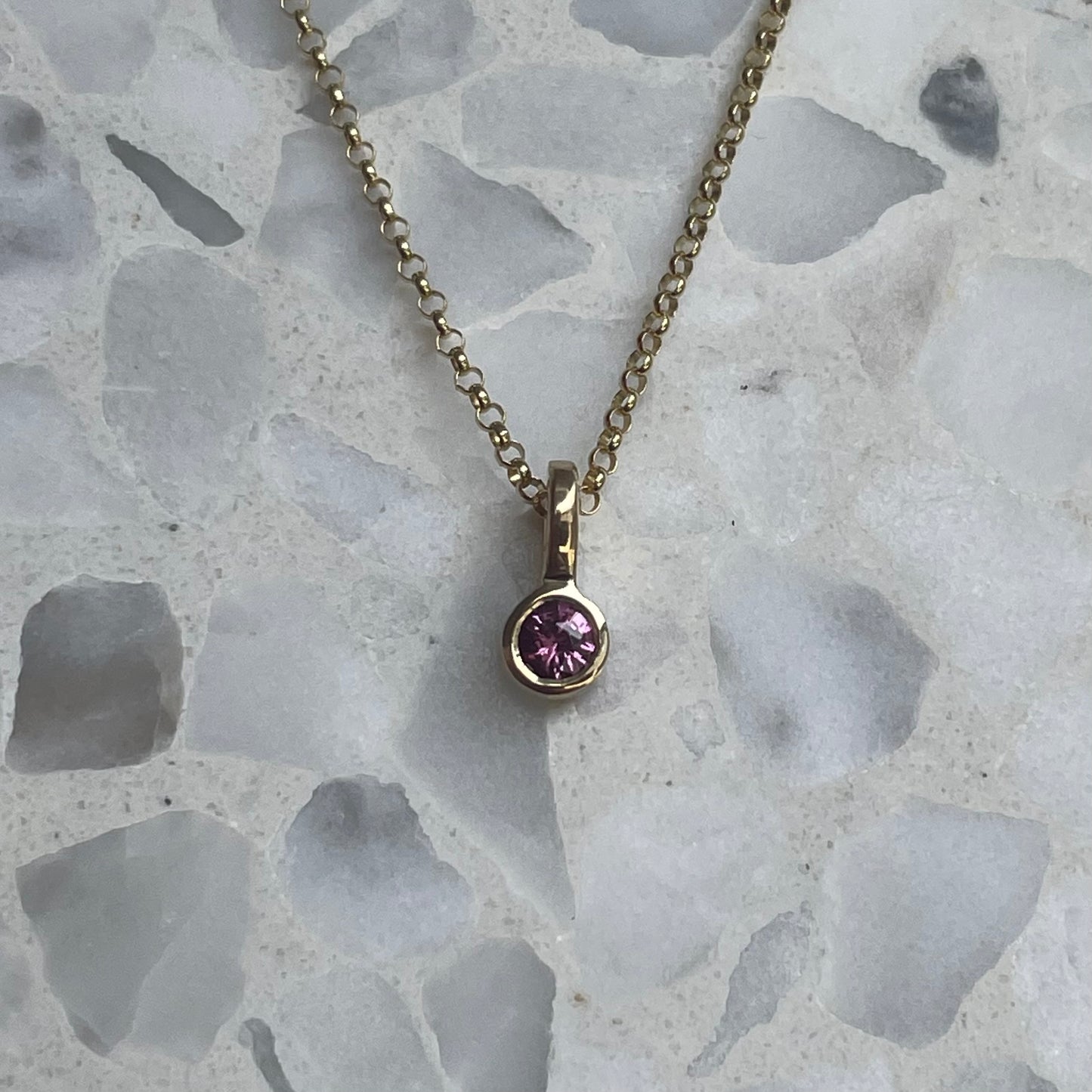 Round Pink Australian Sapphire Petite Pendant