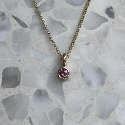 Round Pink Australian Sapphire Petite Pendant