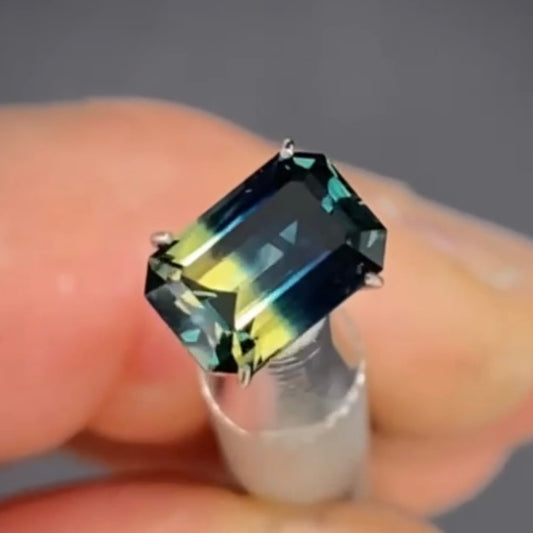 Emerald 2.24ct blue/yellow parti Australian Sapphire (Price Includes A Custom Made Solitare
Ring)