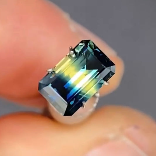 Emerald 2.47ct blue/yellow parti Australian Sapphire  (Price Includes A Custom Made Solitare
Ring)