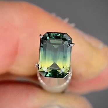 Emerald 1.87ct blue/yellow parti Australian Sapphire (price includes a custom made solitare ring)