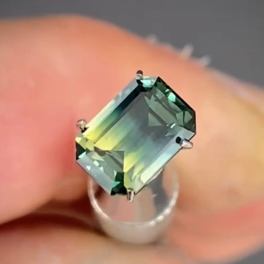 Emerald 1.87ct blue/yellow parti Australian Sapphire (price includes a custom made solitare ring)