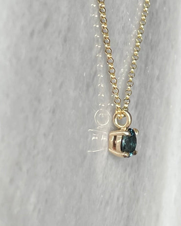 Round Brillliant Blue Green sapphire pendant