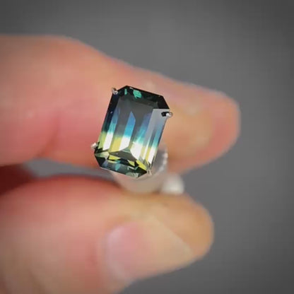 Emerald 2.24ct blue/yellow parti Australian Sapphire (Price Includes A Custom Made Solitare
Ring)