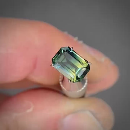 Emerald 1.87ct blue/yellow parti Australian Sapphire (price includes a custom made solitare ring)