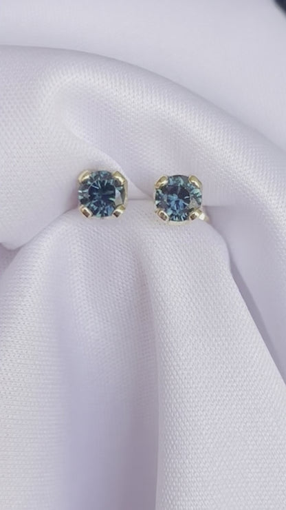 Teal Sapphire stud earrings