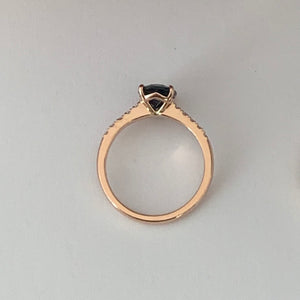 Australian Teal Sapphire & Diamond Ring