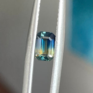 Emerald cut 0.71ct blue/green Australian sapphire