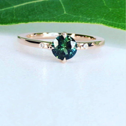 Parti Sapphire & Diamond Diagonal Claw Ring