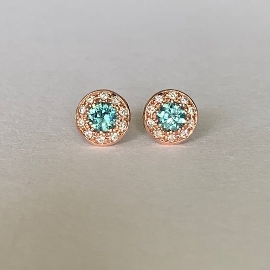 Freya Sapphire Halo Diamond earrings