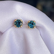 Load image into Gallery viewer, Teal Sapphire stud earrings