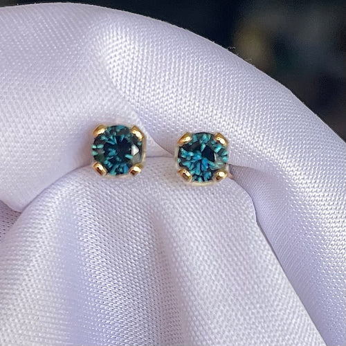 Teal Sapphire stud earrings